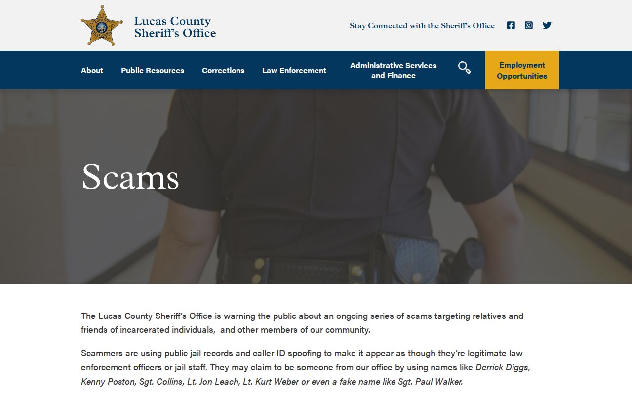 Lucas County Corrections Center bond and release scam warning