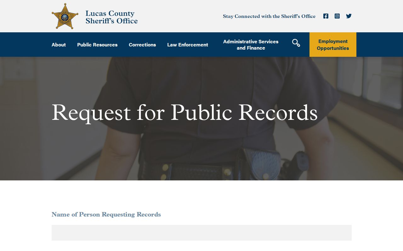 Lucas County released inmates sheriff record request page